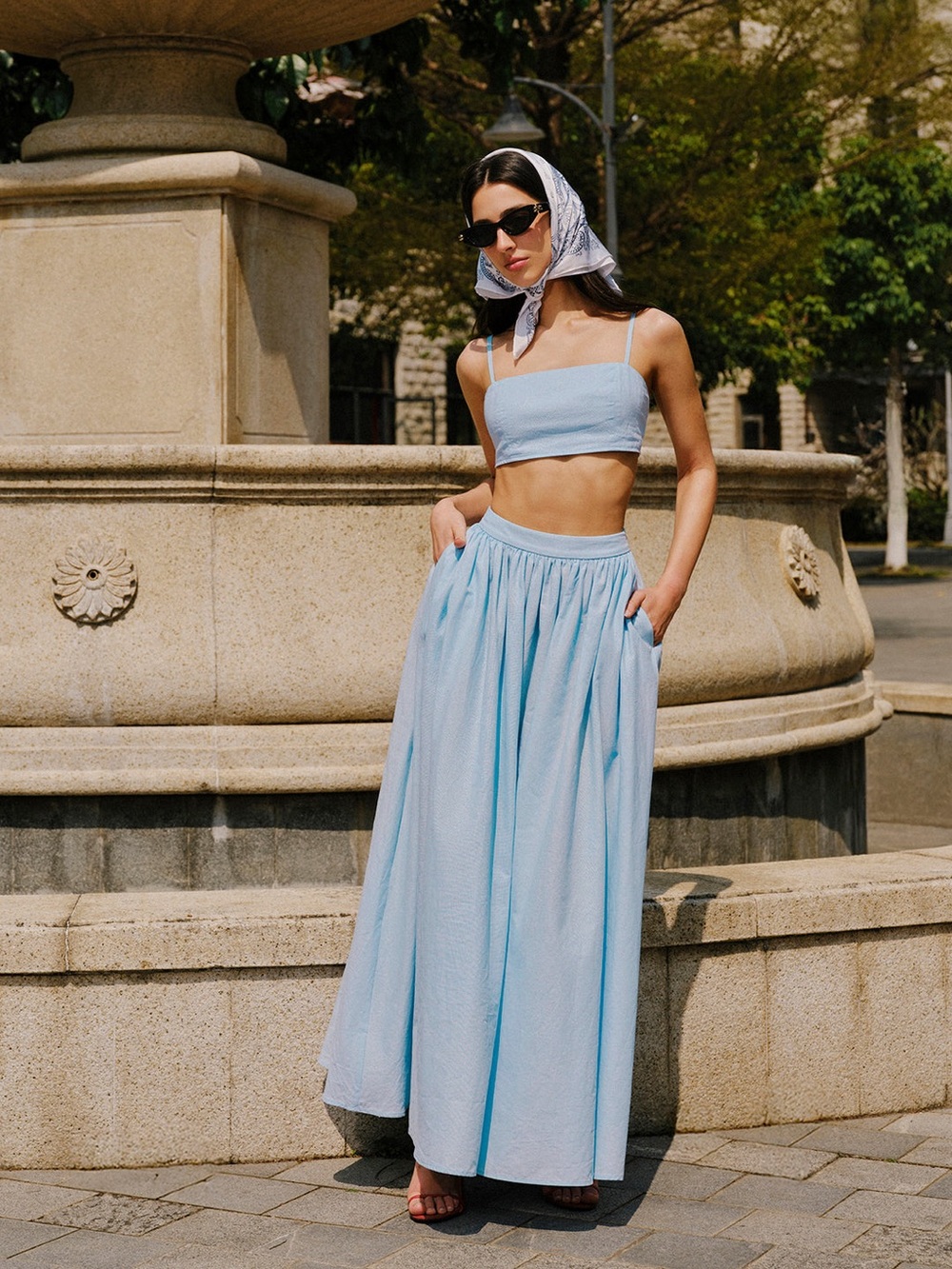 Cotton & Linen Pocket Detail Skirt Set - Picture 4 of 9